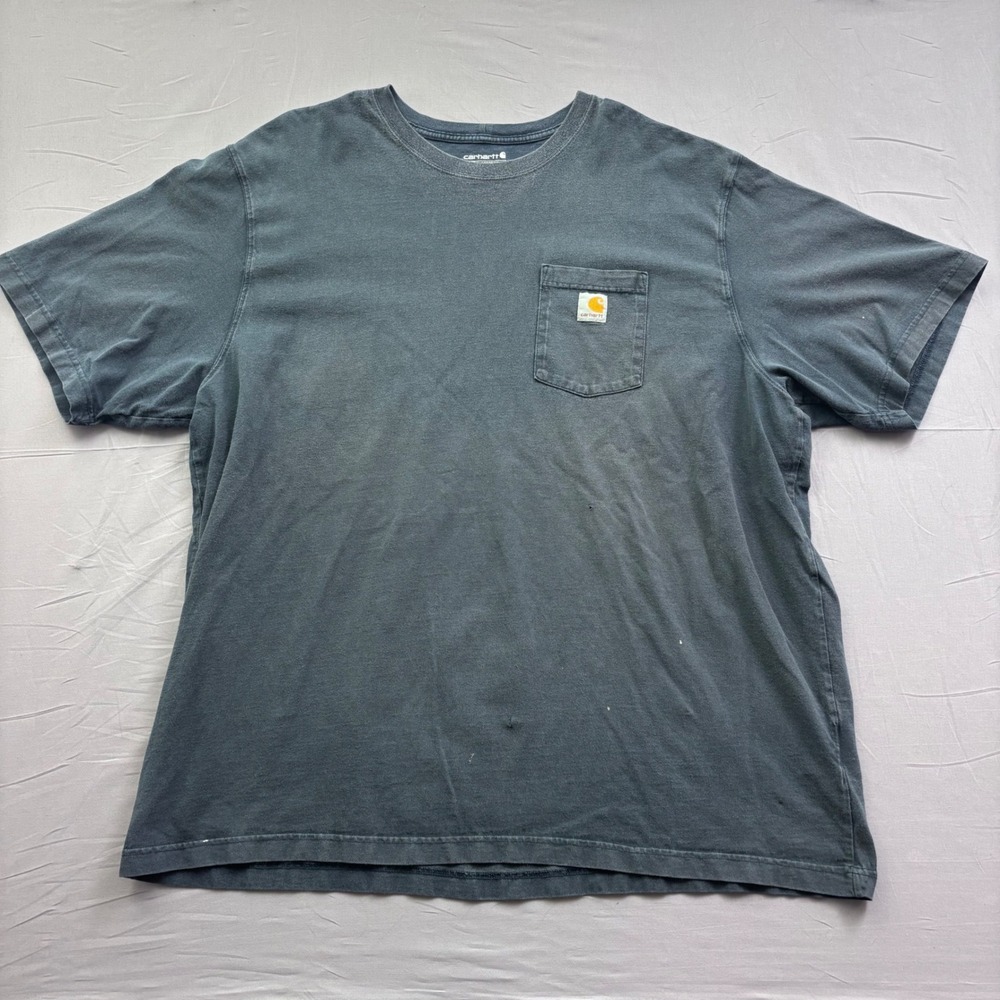 Carhartt Mens 3XL Loose Fit Pocket T-Shirt Faded Navy Blue Workwear Tee Utility